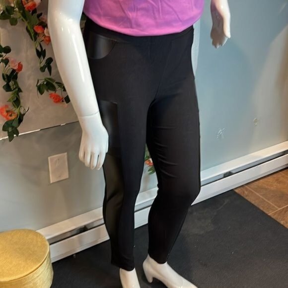 Contrast Panel Detail Faux Leather Pants Size L RefI032‎ - Picture 4 of 6